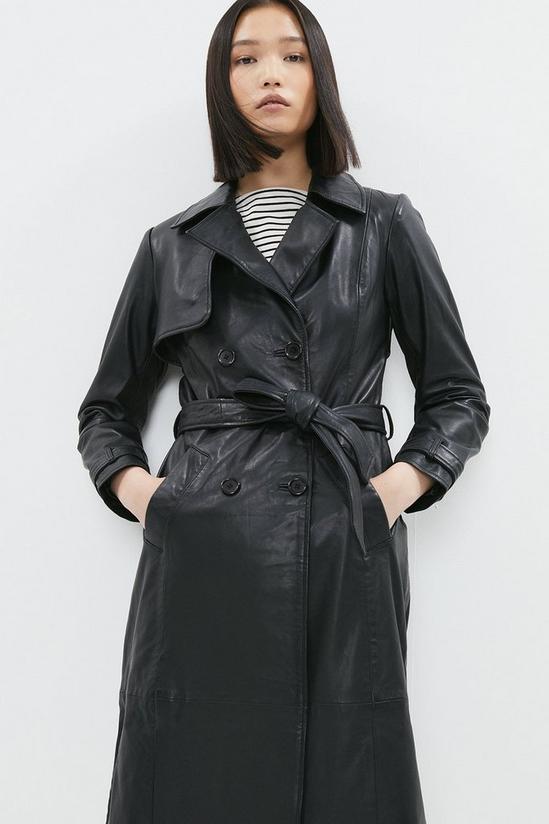 Coast Premium Leather Belted Trench Coat 1
