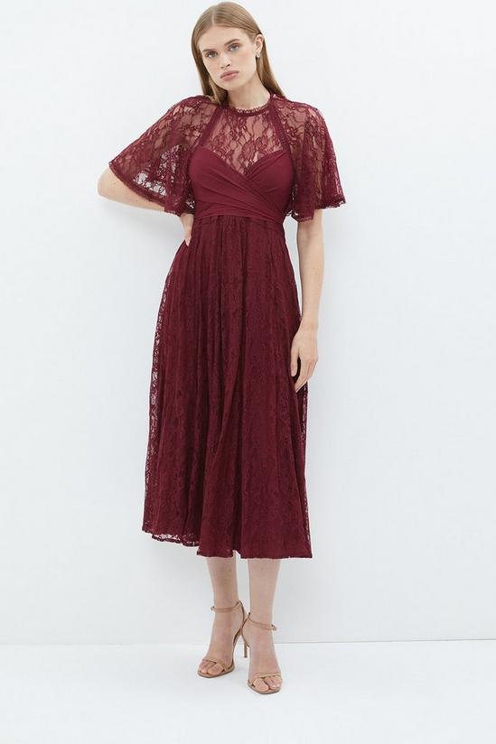 Coast Lace Skirt Crinkle Chiffon Midi Dress 1