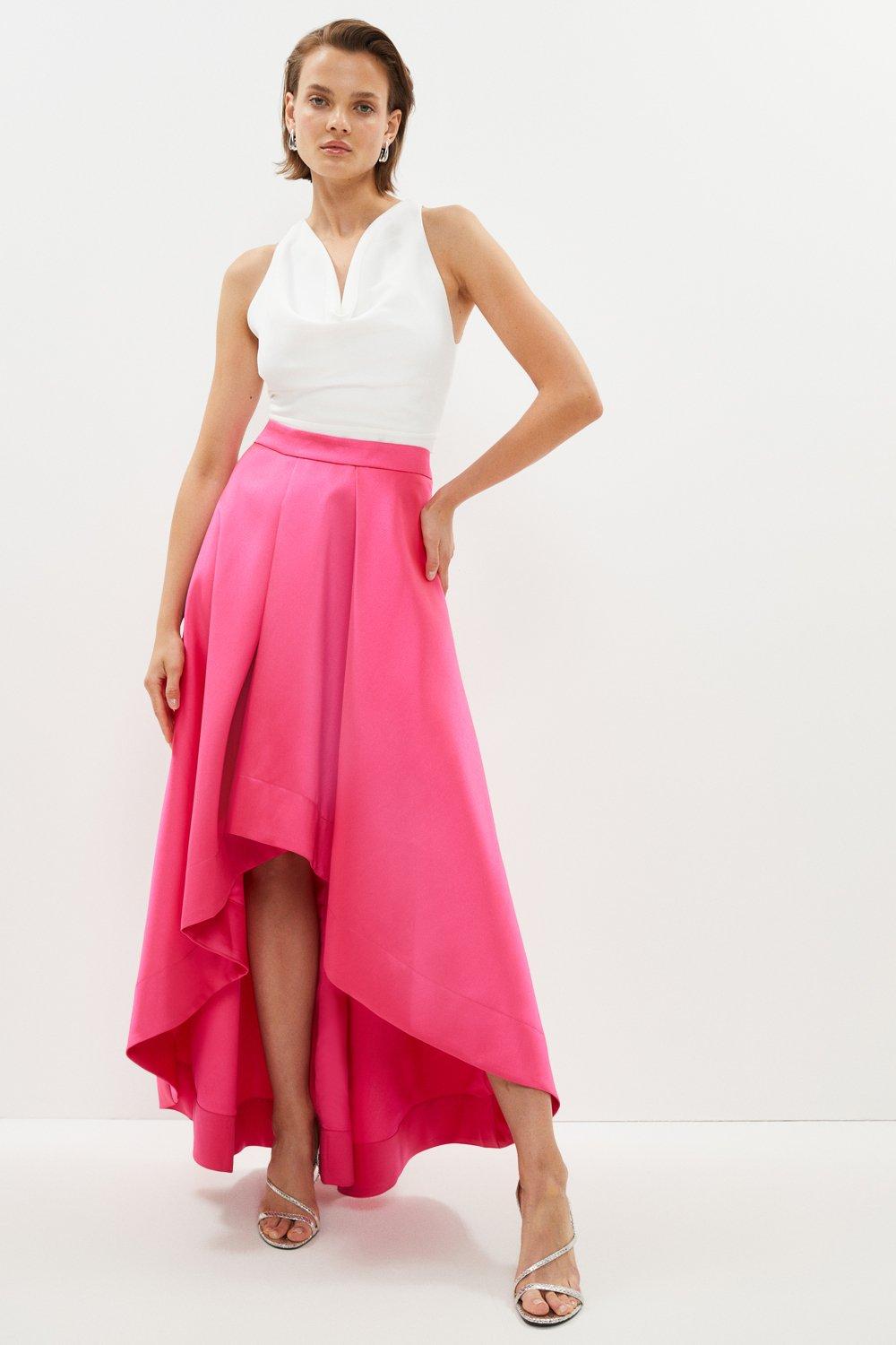 Skirts Hi Lo Structured Twill Midi Skirt Coast