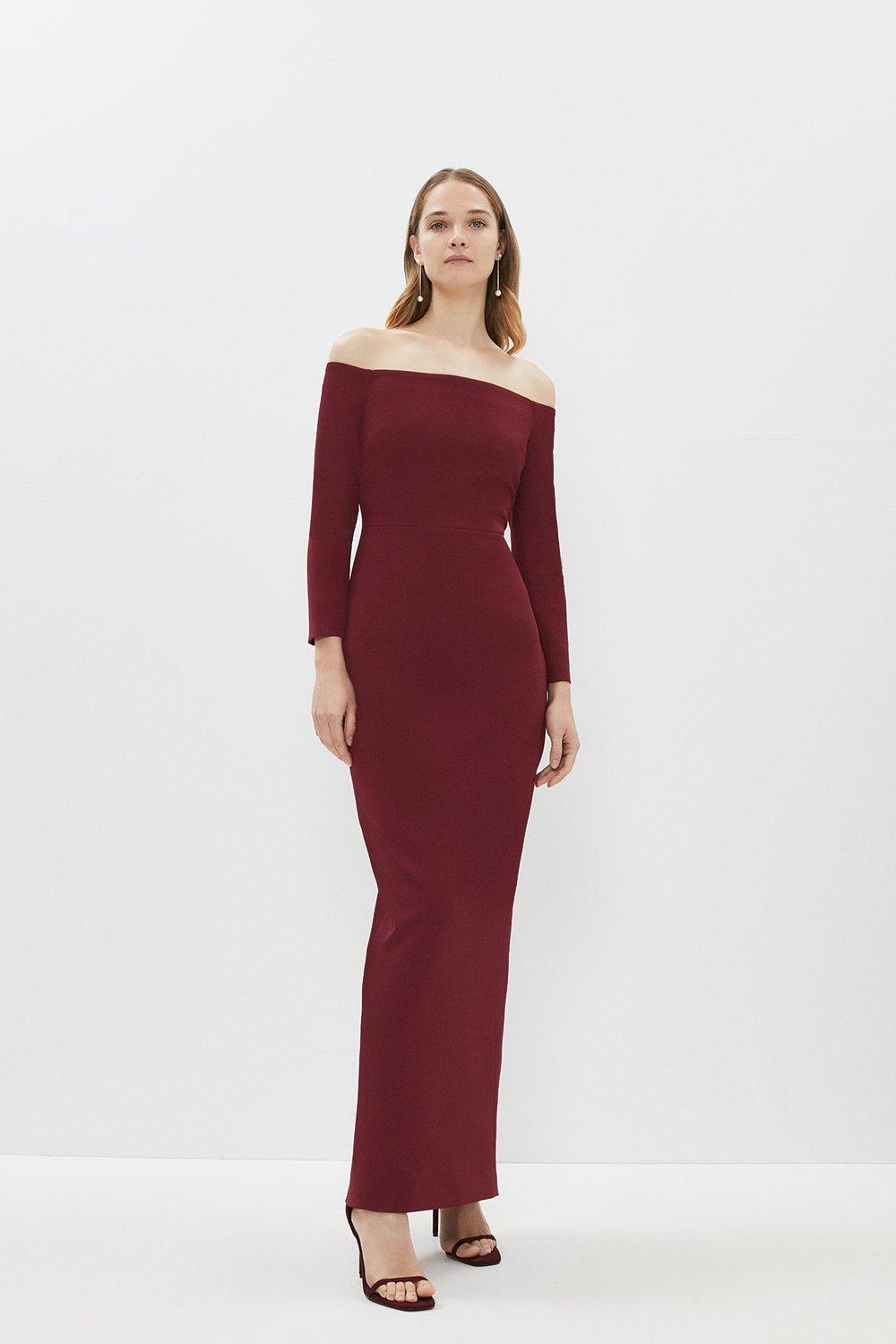 Bardot Maxi Long Sleeve Dress - Aubergine