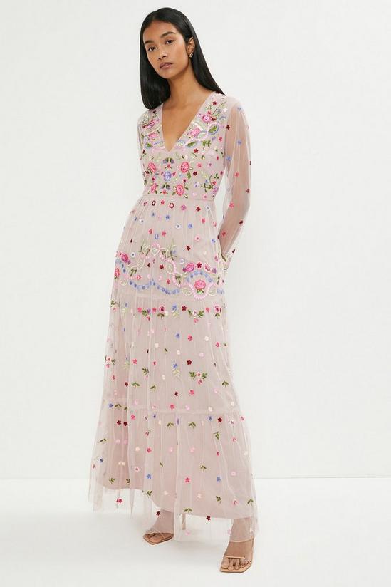 Coast Long Sleeve All Over Embroidered Maxi Dress 1