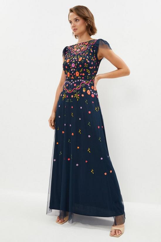 Coast Flutter Sleeve All Over Embroidered Maxi Dress 2