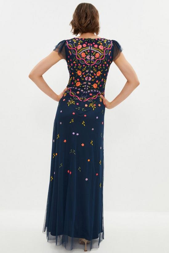 Coast Flutter Sleeve All Over Embroidered Maxi Dress 3