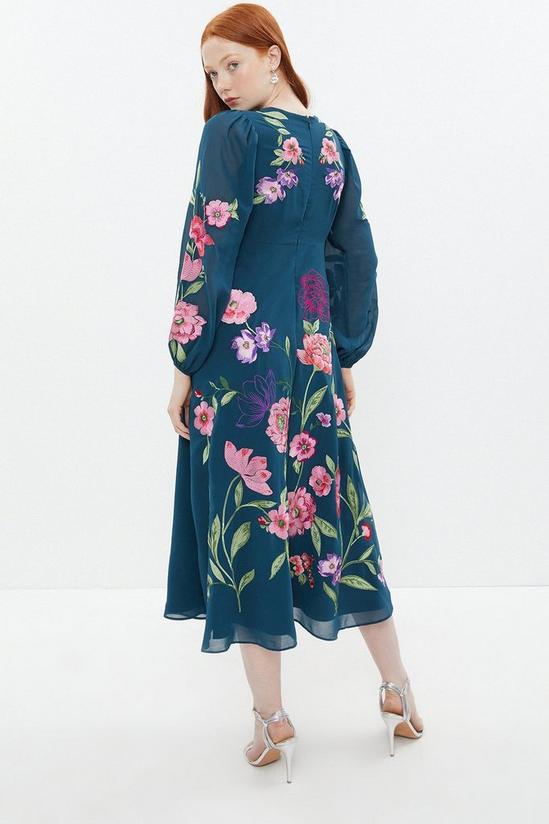 Coast Alexandra Gallagher Embroidered V Neck Midi Dress 3