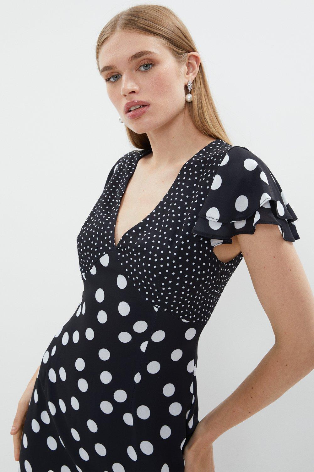 Coast black and store white polka dot dress