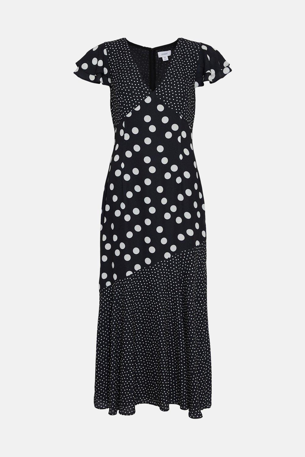 Coast black and store white polka dot dress