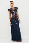 Coast Petite Flutter Sleeve All Over Embroidered Maxi Dress thumbnail 1