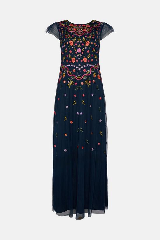 Coast Petite Flutter Sleeve All Over Embroidered Maxi Dress 4