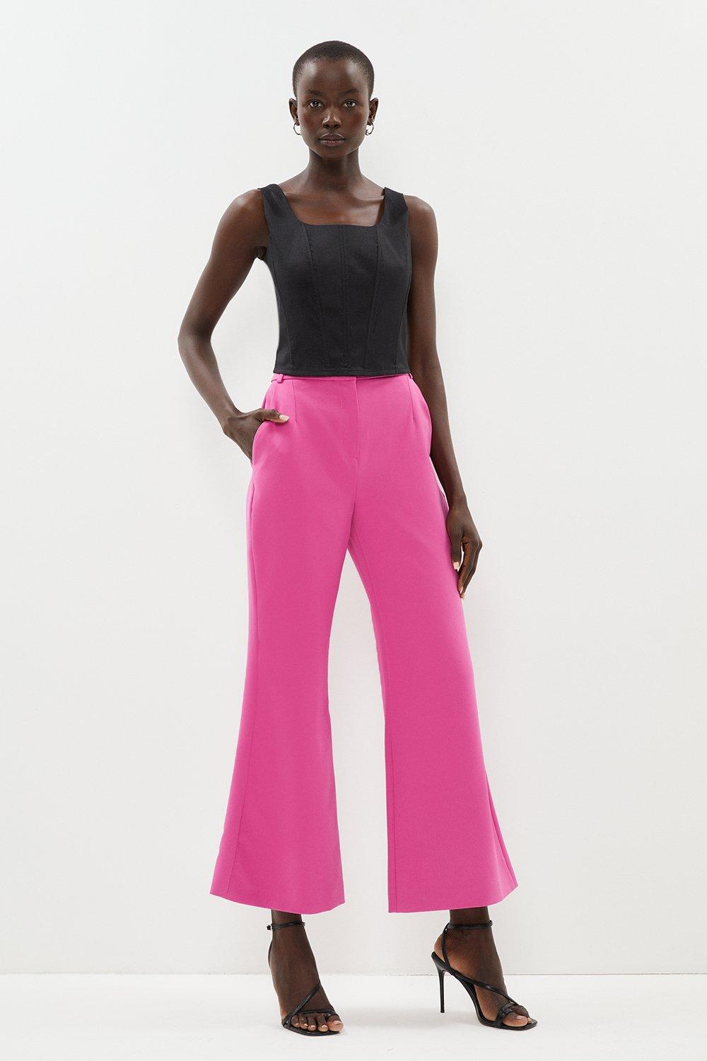 Wide Leg Tailored Trouser - Pink