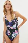 Coast Printed Belted Plunge Twist Swimsuit thumbnail 1