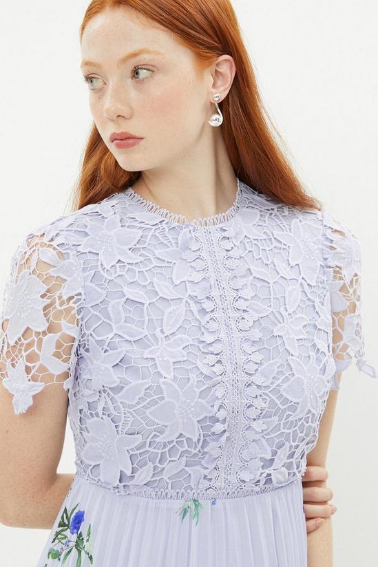 Coast Corded Lace Top Pleat Skirt Print Midi Dress 2