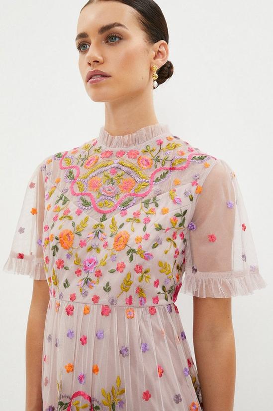 Coast Petite Flare Sleeve All Over Embroidered Maxi Dress 2