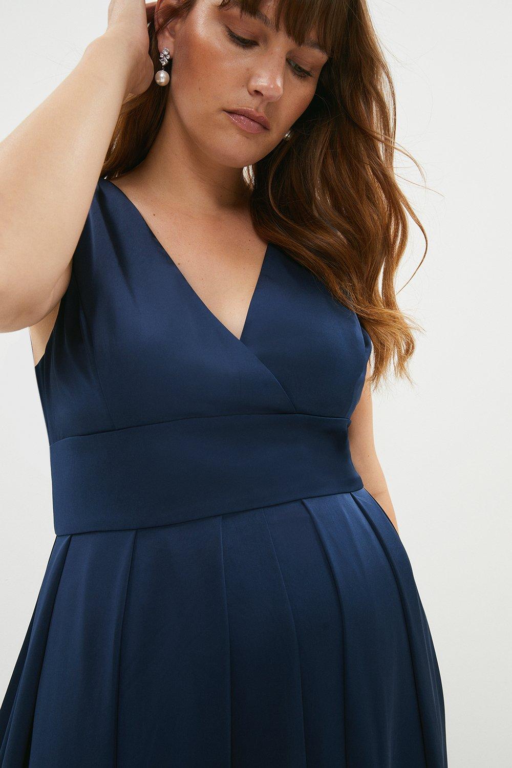 Dresses, Plus Size Full Skirted Satin Midi Dress