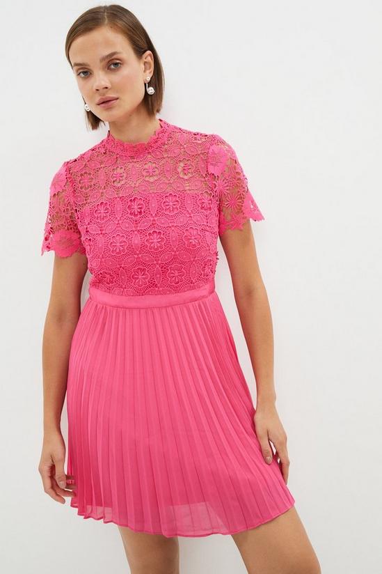 Coast Corded Lace Top Pleated Full Skirt Mini Dress 1