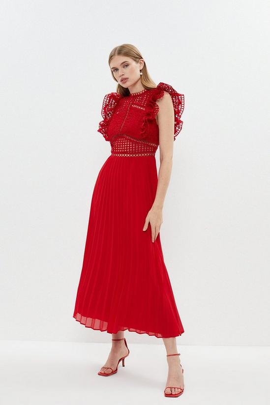 Coast Crochet Panelled Lace Bodice Pleat Dress 1