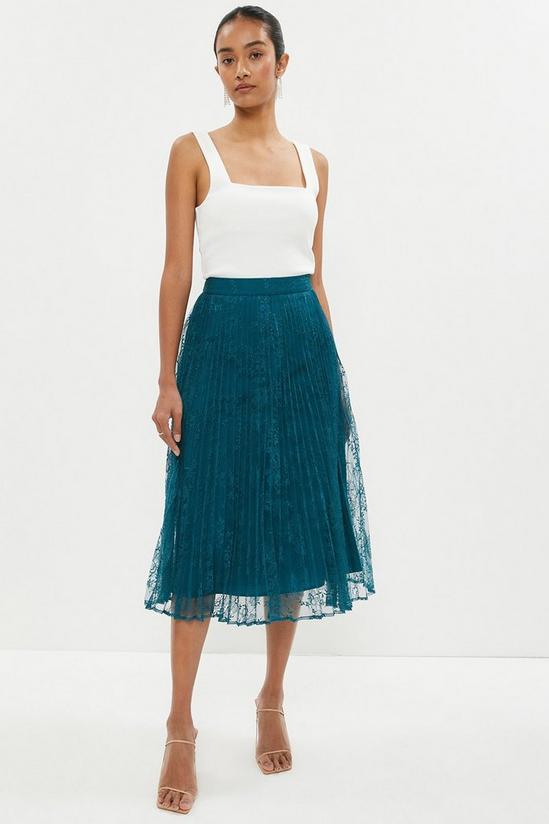 Coast Pleated Lace Midi Skirt 1