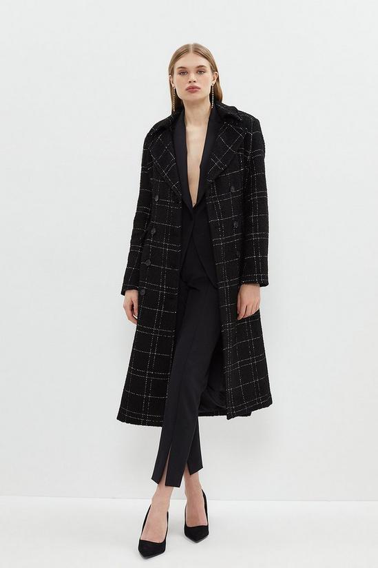 Coast Premium Wool Blend Check Belted Wrap Longline Coat 2