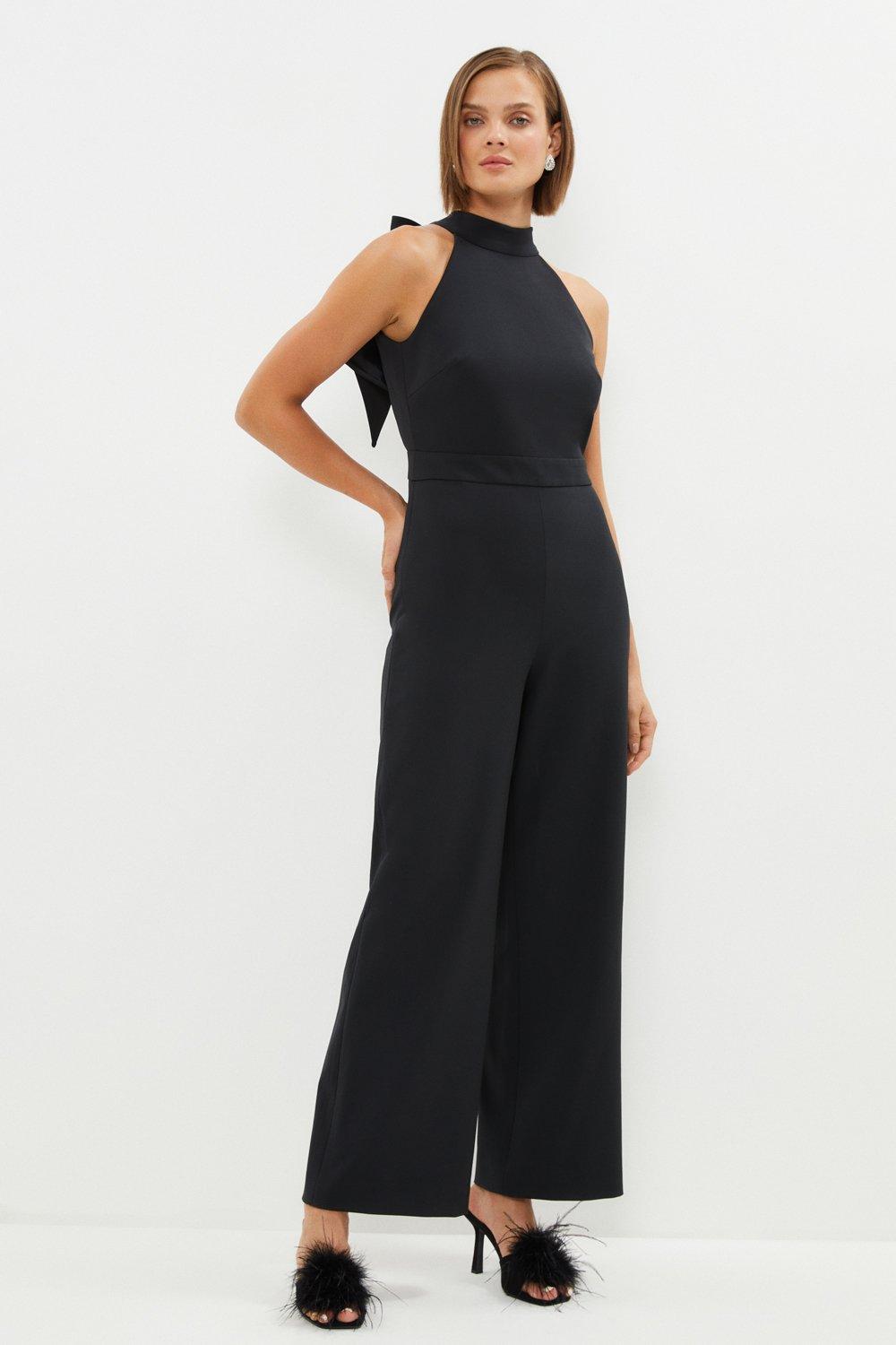 Black jumpsuit clearance with bow