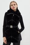 Coast Quilted Diagonal Faux Fur Panel Belted Gilet thumbnail 1