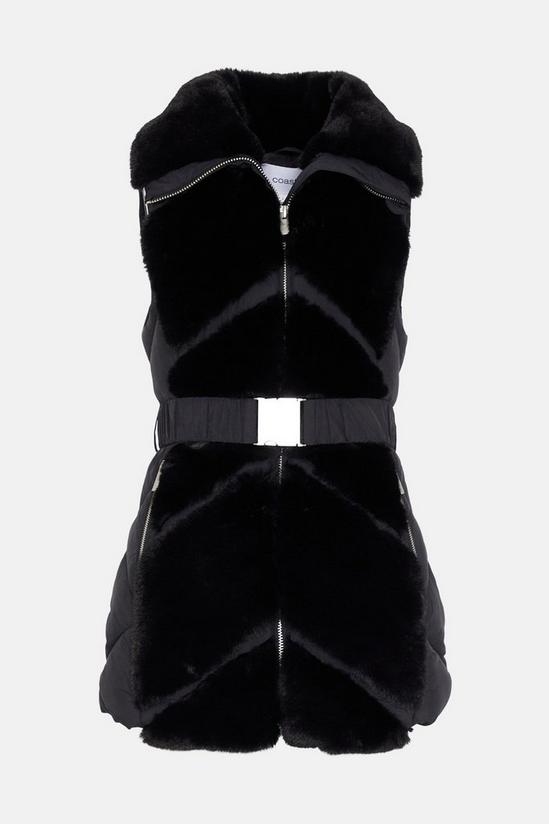 Coast Quilted Diagonal Faux Fur Panel Belted Gilet 4