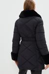 Coast Quilted Diagonal Faux Fur Panel Belted Coat thumbnail 3