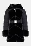 Coast Quilted Diagonal Faux Fur Panel Belted Coat thumbnail 4