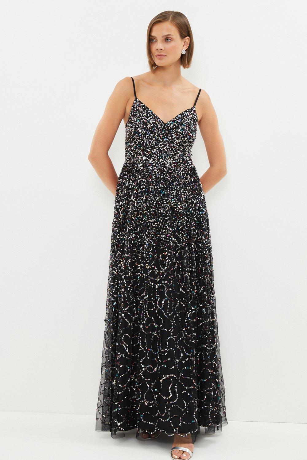 Premium Multi Colour Sequin Maxi Dress