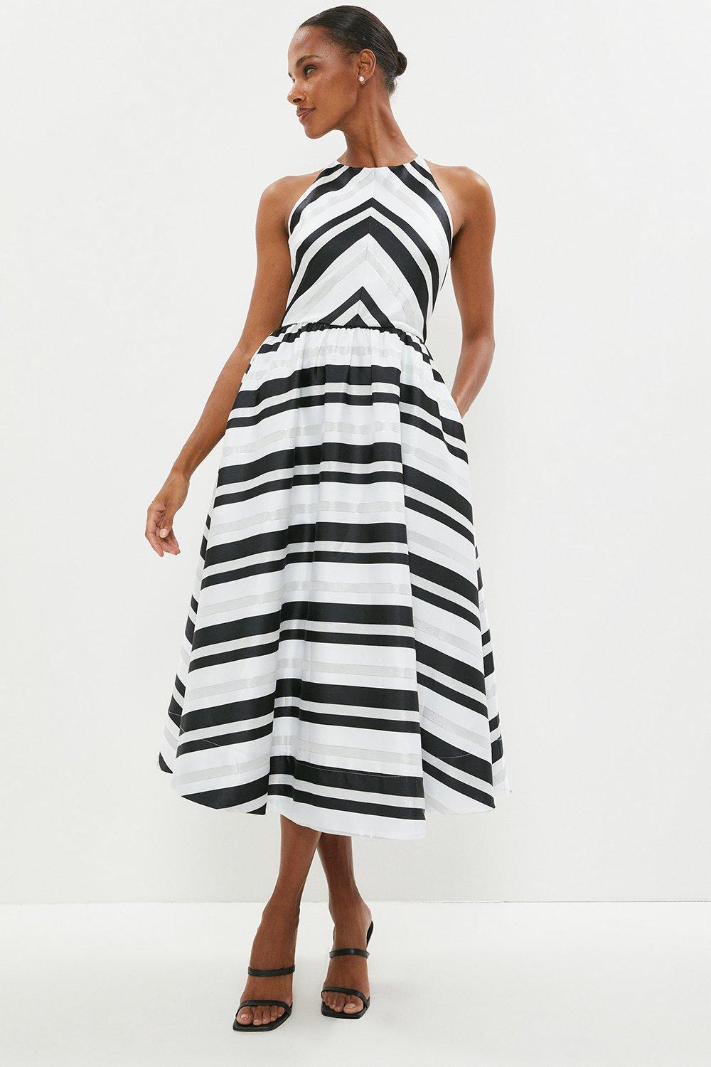 Coast black and hot sale white striped dress