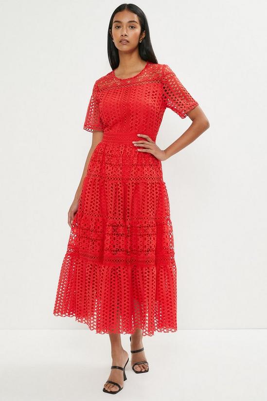 Coast Midi Dress In Lace With Tiers 1