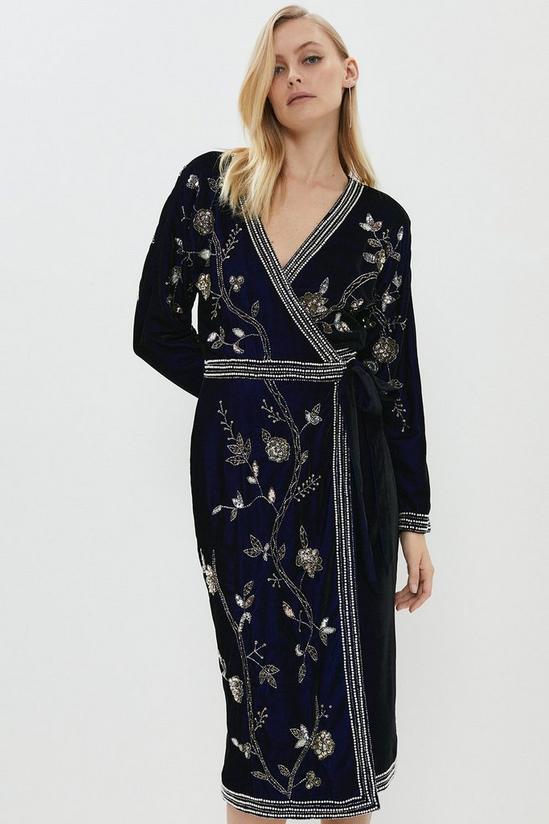 Coast Premium Hand Embellished Velvet Wrap Dress 1