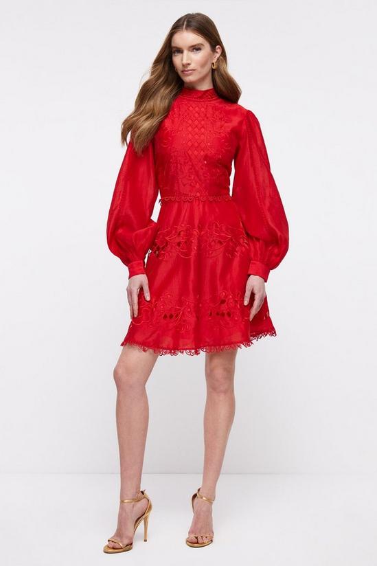 Coast Cutwork And Embroidered Balloon Sleeve Dress 1
