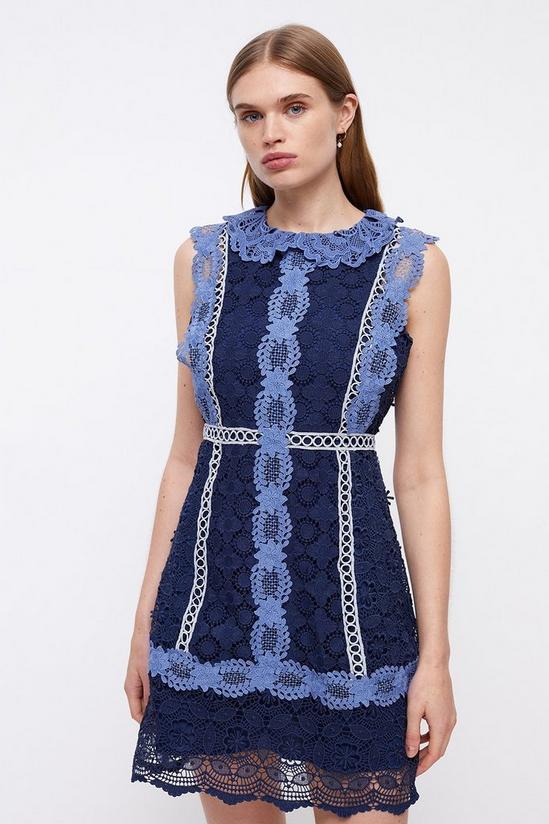 Coast Placement Lace Mini Dress With Collar 1