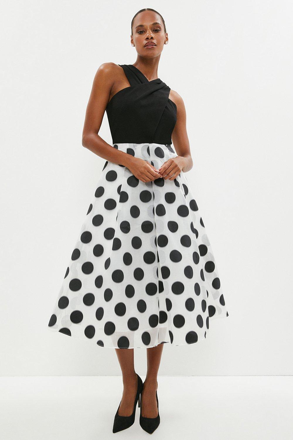 2 In 1jacquard Spot Skirt Dress - Mono