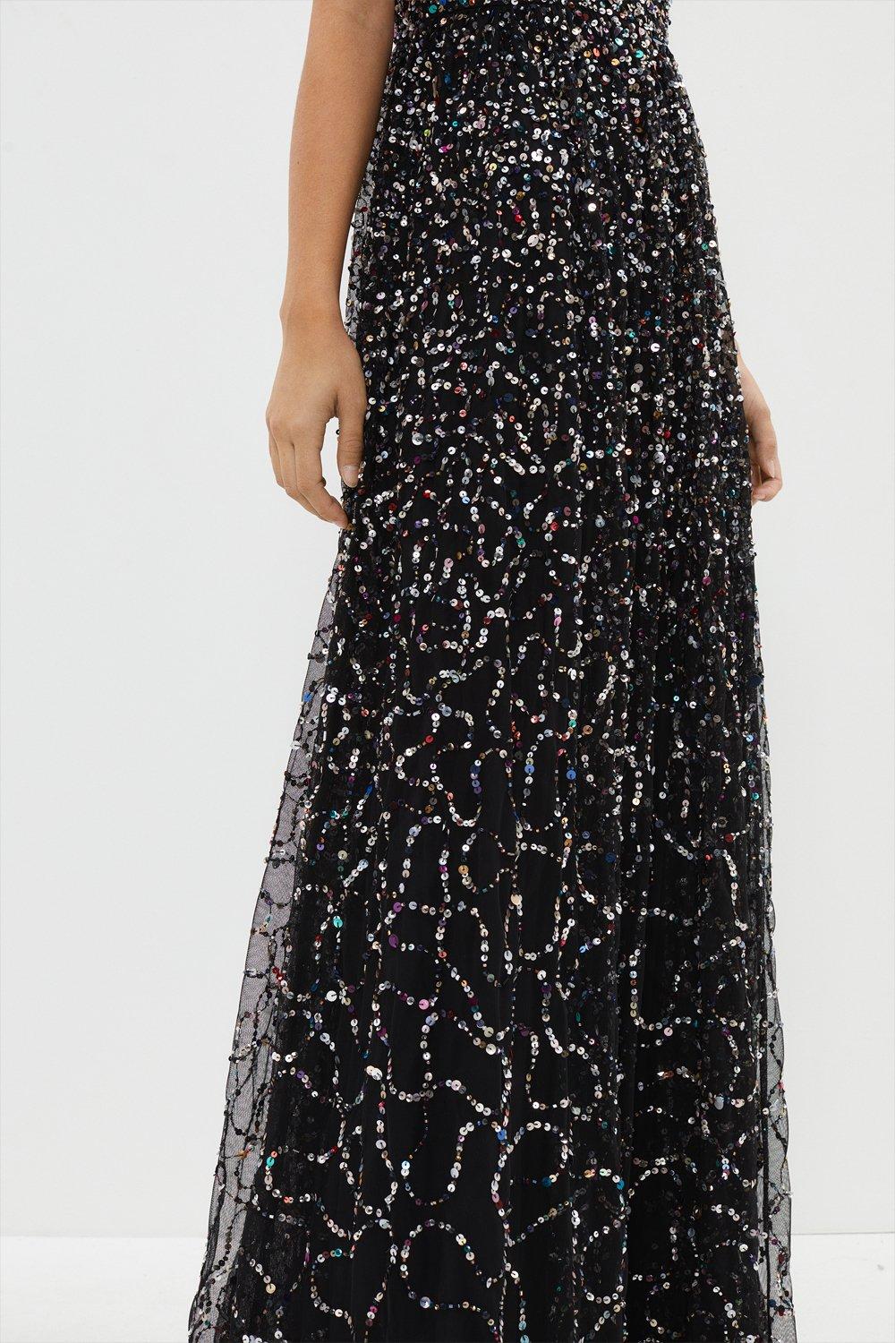 Coast black amendine sparkle maxi cheap dress