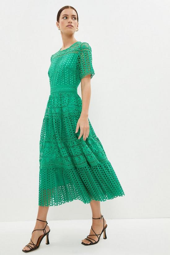 Coast Petite Midi Dress In Lace With Tiers 2