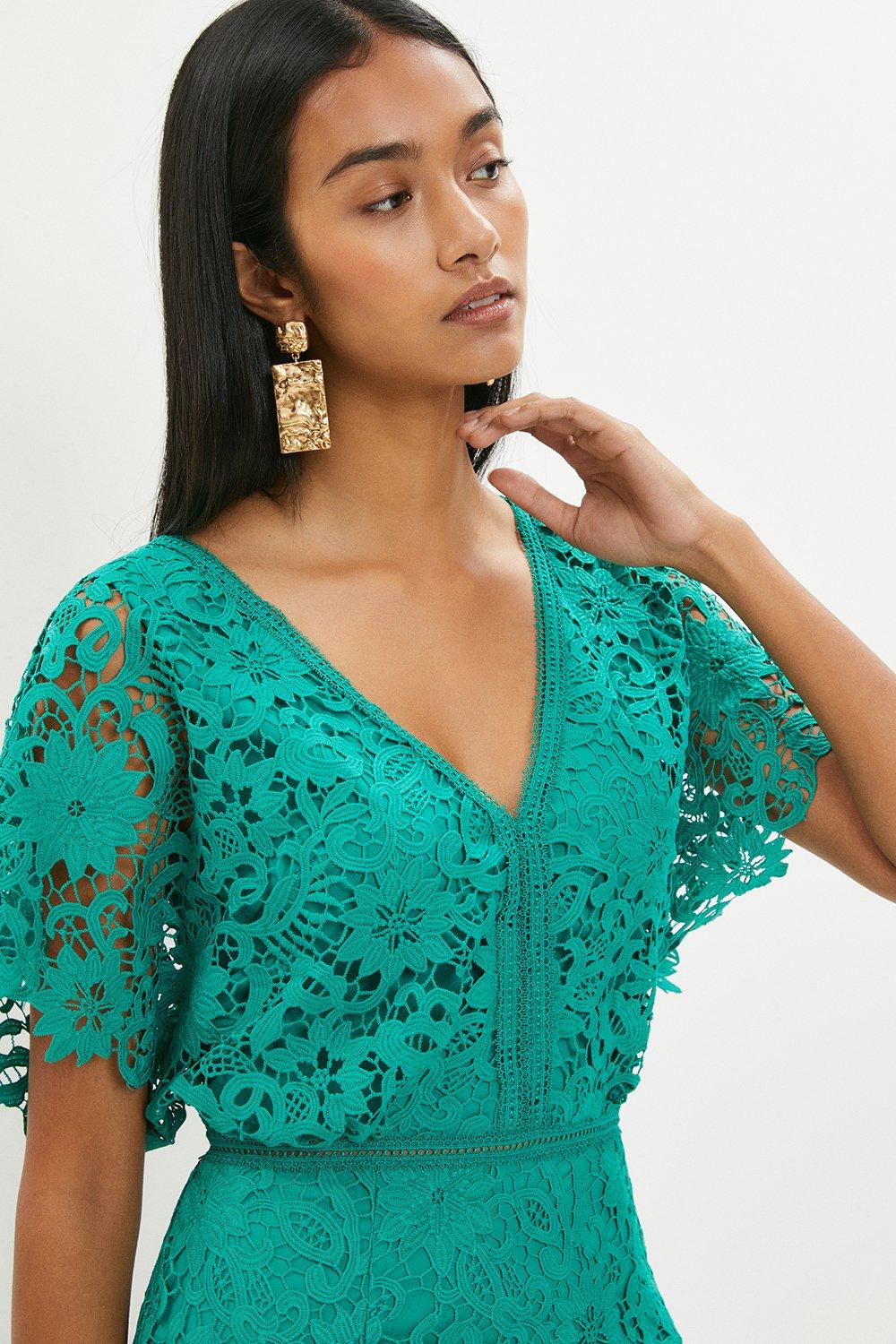 Dresses | Mini V Neck Lace Dress With Flare Sleeve | Coast