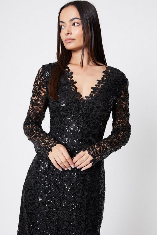 Dresses | Sequin Lace Sheer Sleeve Pencil Dress | Coast