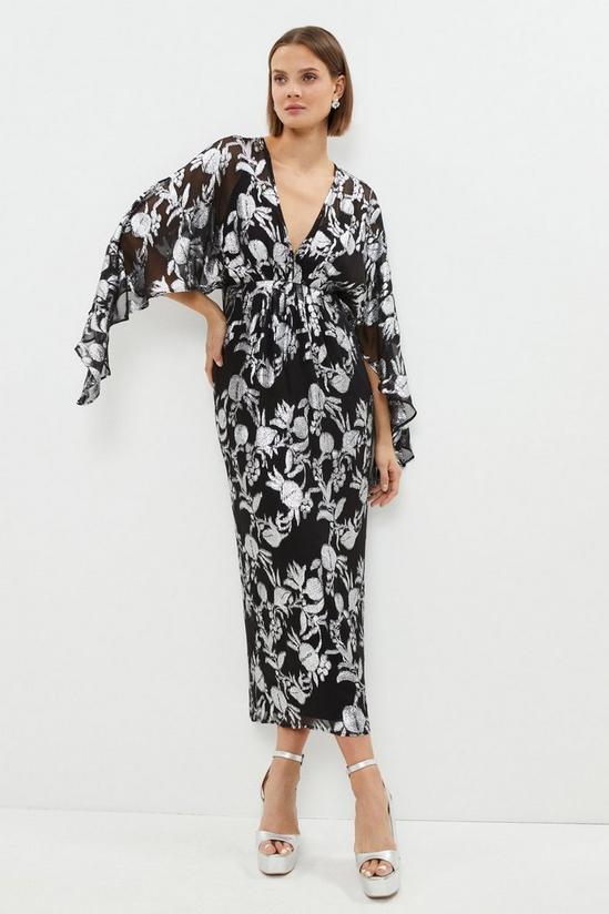 Coast Premium Metallic Kimono Sleeve V Neck Dress 1