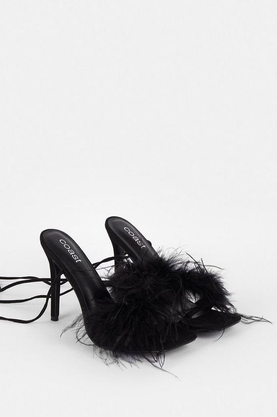 Coast Strappy Feather Faux Suede Heel 3