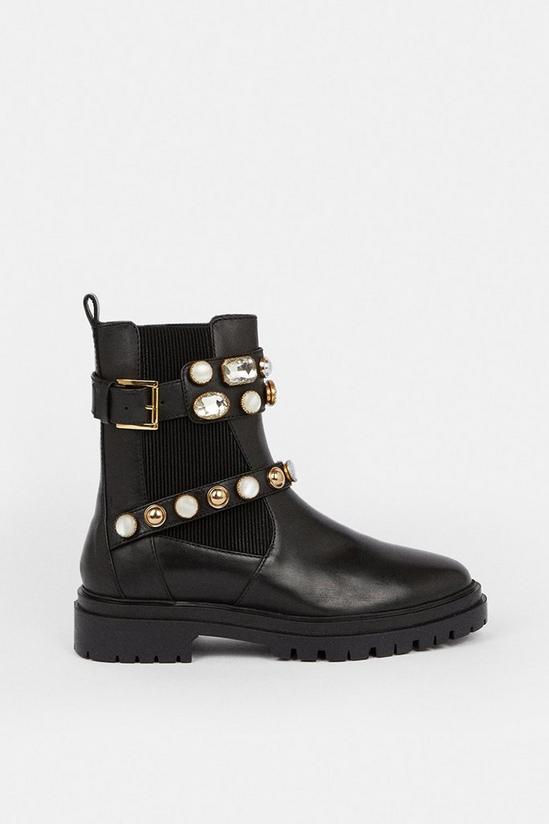 Coast Gem And Faux Pearl Strap Leather Boot 1