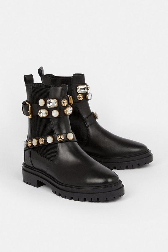 Coast Gem And Faux Pearl Strap Leather Boot 3