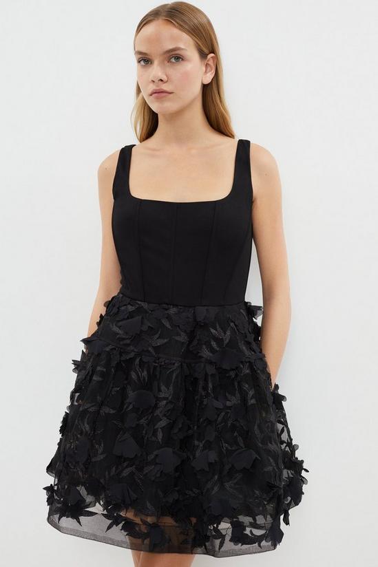 Coast Boned Bodice 3d Floral Full Skirt Mini Dress 1