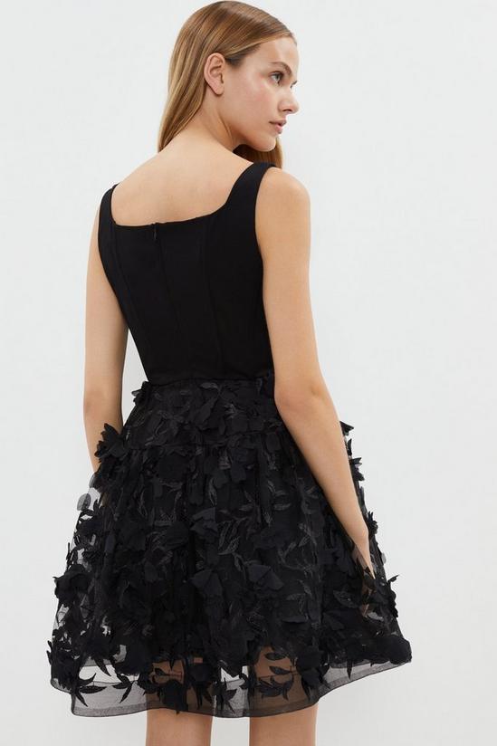 Coast Boned Bodice 3d Floral Full Skirt Mini Dress 3
