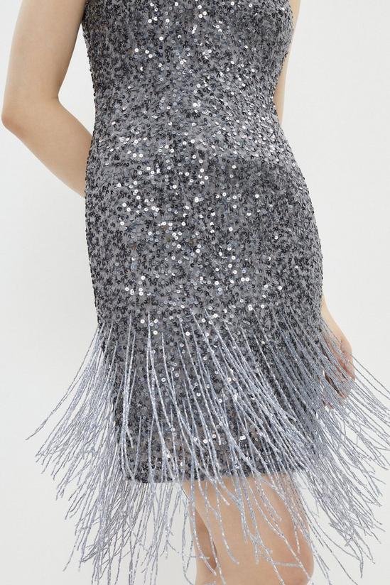 Coast Sequin Bustier Dress With Beaded Fringe 2