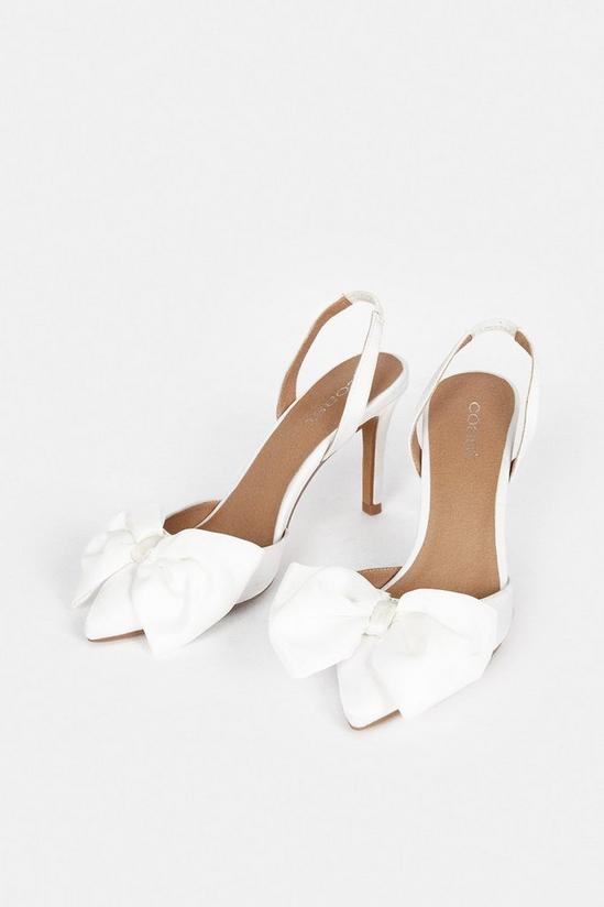 Coast Bridal Satin Bow Sling Back Heeled Court Shoes 5