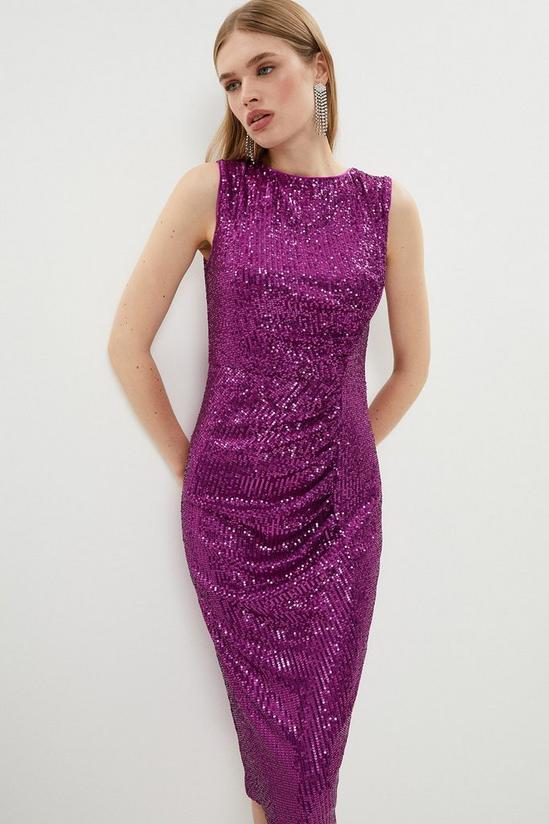 Coast Sequin Dress With Ruching 1