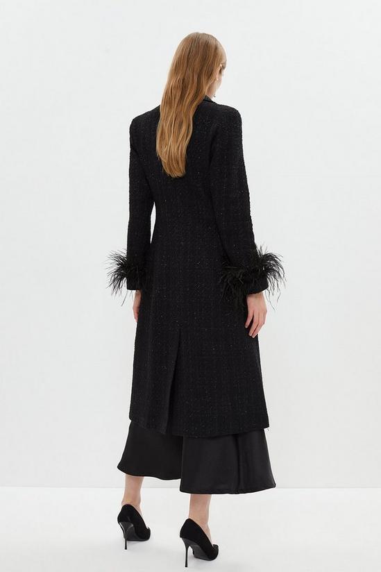Coast Boucle Double Breasted Feather Cuff Long Coat 3