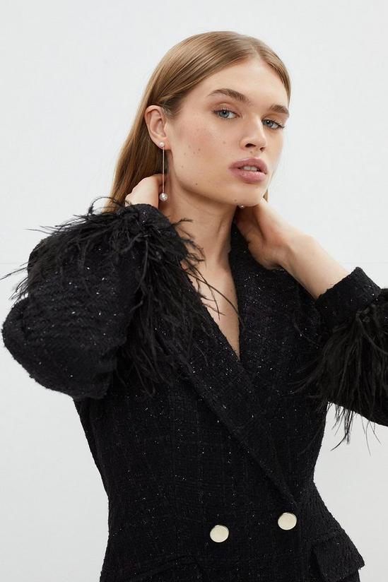 Coast Boucle Double Breasted Feather Cuff Long Coat 5
