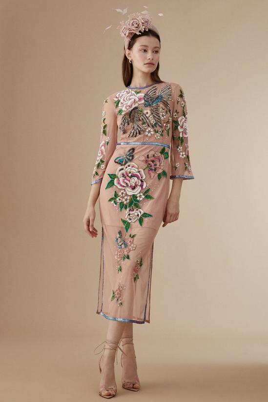 Coast Lisa Tan Premium Hand Embellished Midi Dress 1