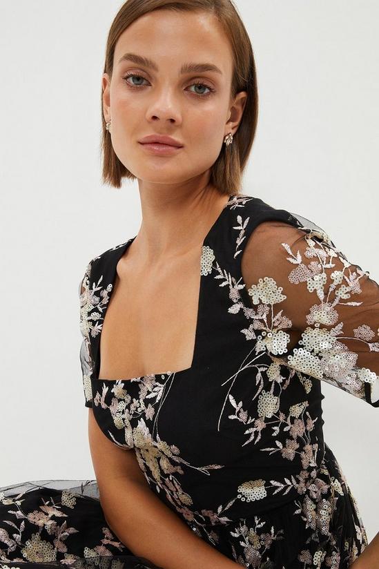 Coast Square Neck Dress In Sequin Floral 2